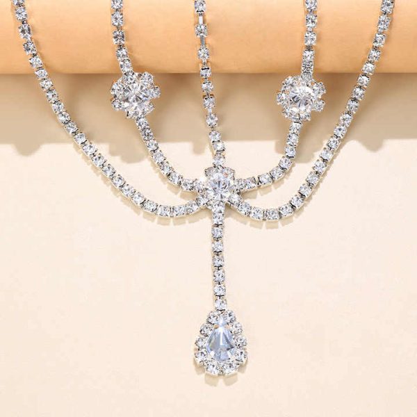 SY-51 Women Simple Hair Chain Accessories Rhinestone Crystal Drop Diamond Tassel Forehead Jewelry