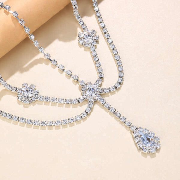 SY-51 Women Simple Hair Chain Accessories Rhinestone Crystal Drop Diamond Tassel Forehead Jewelry