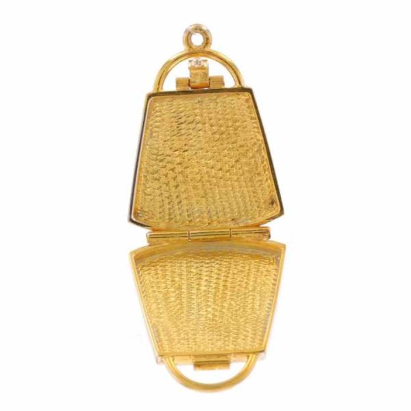 Women's Vintage 14k Hand Bag Pendant Real 18k Yellow Gold Plated Opens for Fashion Jewelry on Wedding Party & Gift Occasions