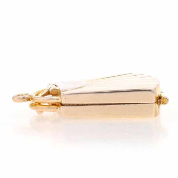Women's Vintage 14k Hand Bag Pendant Real 18k Yellow Gold Plated Opens for Fashion Jewelry on Wedding Party & Gift Occasions