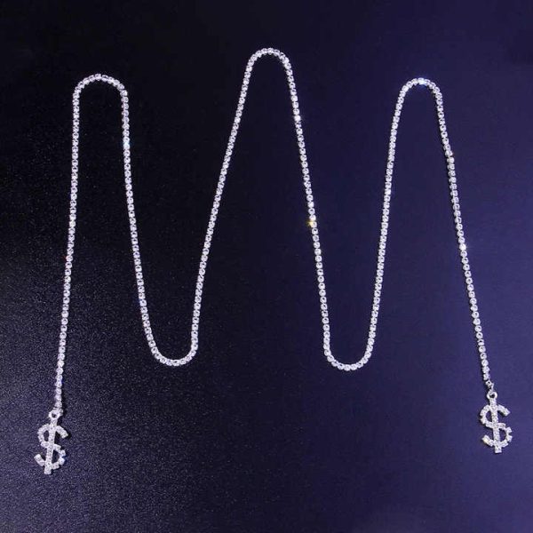 Hot Selling Rhinestone Dollar Pendant Face Chain Ladies Fashion Face Jewelry Chain