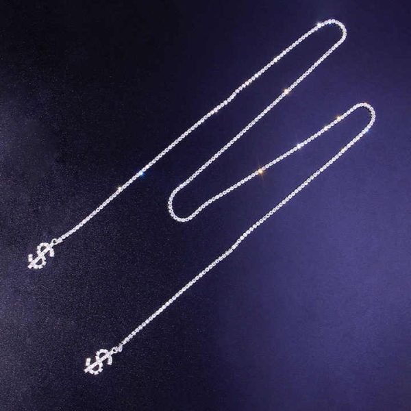 Hot Selling Rhinestone Dollar Pendant Face Chain Ladies Fashion Face Jewelry Chain