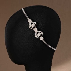 Luxury Rhinestone Headdress Jewelry for Women Eye Shape Crystal Forehead Elastic Hair Chain Wedding Bridal Hair Accessories
