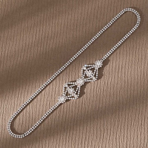 Luxury Rhinestone Headdress Jewelry for Women Eye Shape Crystal Forehead Elastic Hair Chain Wedding Bridal Hair Accessories