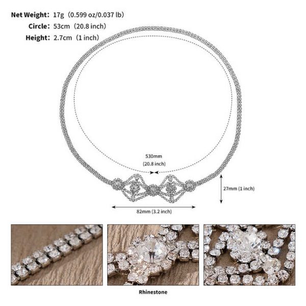 Luxury Rhinestone Headdress Jewelry for Women Eye Shape Crystal Forehead Elastic Hair Chain Wedding Bridal Hair Accessories