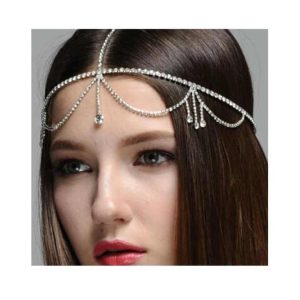 Luxury Rhinestone Bridal Forehead Chain Jewelry Piece Crystal Tassel Hair Wedding Veil Accessories Forehead Jewelry for Women