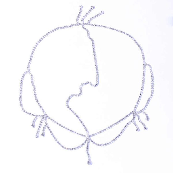 Luxury Rhinestone Bridal Forehead Chain Jewelry Piece Crystal Tassel Hair Wedding Veil Accessories Forehead Jewelry for Women