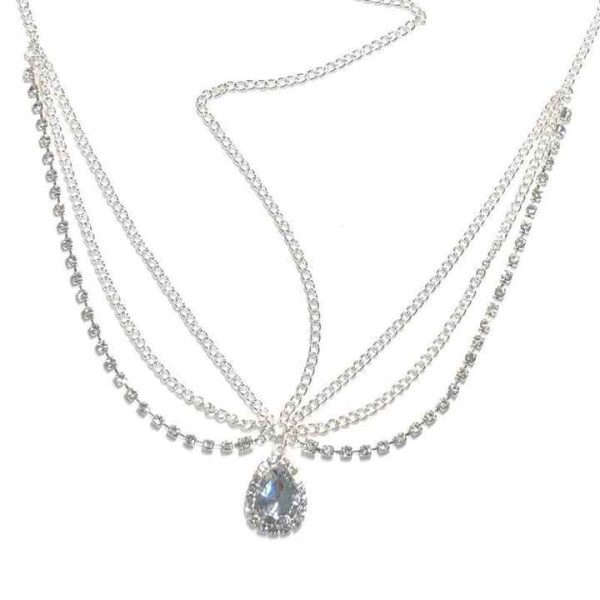 Women Bling Crystal Head Chain Multi-layer Hair Chain Accessories Long Tassel Luxury Rhinestone Water Drop Forehead Jewelry