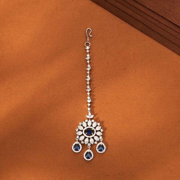 Highly Demanded Elegant Classic American Diamond Maang Tikka With Rhodium Plating Cz Jewelry