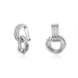 925 Sterling Silver Rope Chain Hoop Lock French Pop Clasp Earrings Modern Original Women's Children's Jewelry for Parties Gifts