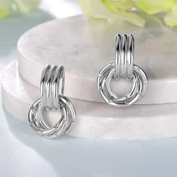 925 Sterling Silver Rope Chain Hoop Lock French Pop Clasp Earrings Modern Original Women's Children's Jewelry for Parties Gifts