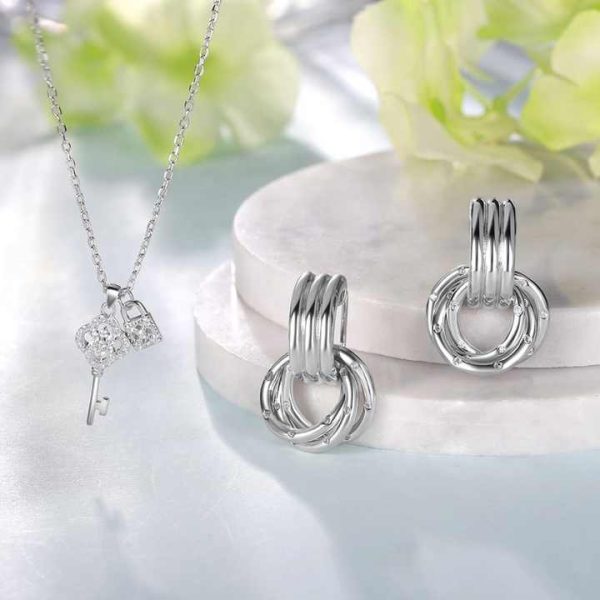 925 Sterling Silver Rope Chain Hoop Lock French Pop Clasp Earrings Modern Original Women's Children's Jewelry for Parties Gifts