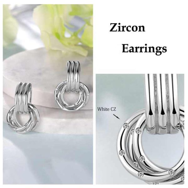 925 Sterling Silver Rope Chain Hoop Lock French Pop Clasp Earrings Modern Original Women's Children's Jewelry for Parties Gifts