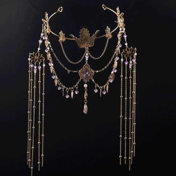 Exotic Antique Hair Accessories Dunhuang Western Tassel Hanfu Forehead Eyebrows for Party Dancer Headwear