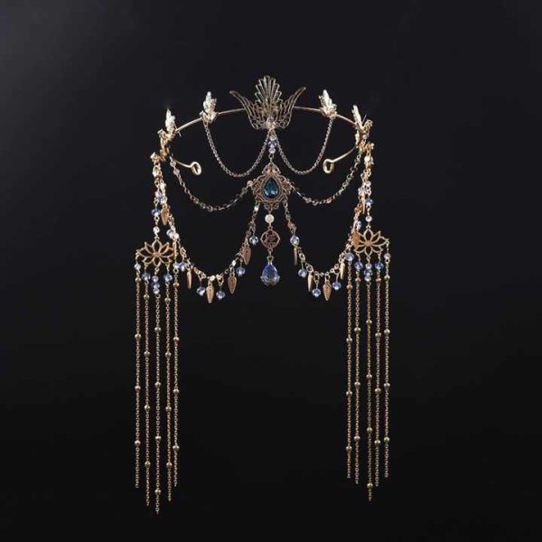Exotic Antique Hair Accessories Dunhuang Western Tassel Hanfu Forehead Eyebrows for Party Dancer Headwear