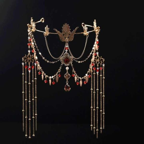 Exotic Antique Hair Accessories Dunhuang Western Tassel Hanfu Forehead Eyebrows for Party Dancer Headwear