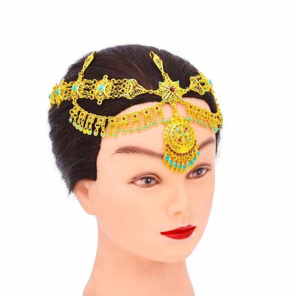 Bohemian Style Golden Tassel Forehead Pendant Hair Clip Wedding Indian Kundan Head Accessories Gypsy Women Party Jewelry Gifts