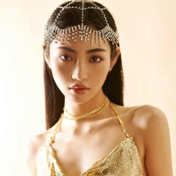 New Design African Bohemia Rhinestone Diamond Head Jewelry Crystal Beads Tassels Head Chains