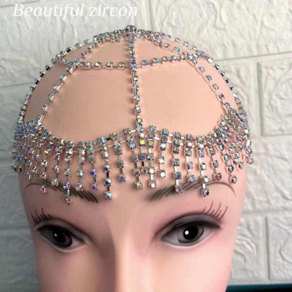 New Design African Bohemia Rhinestone Diamond Head Jewelry Crystal Beads Tassels Head Chains