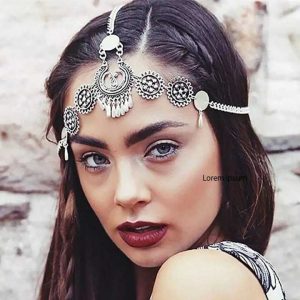 Vintage Ethnic Alloy Hair Chain Tassel Forehead Jewelry for Women - Fashion Headpiece