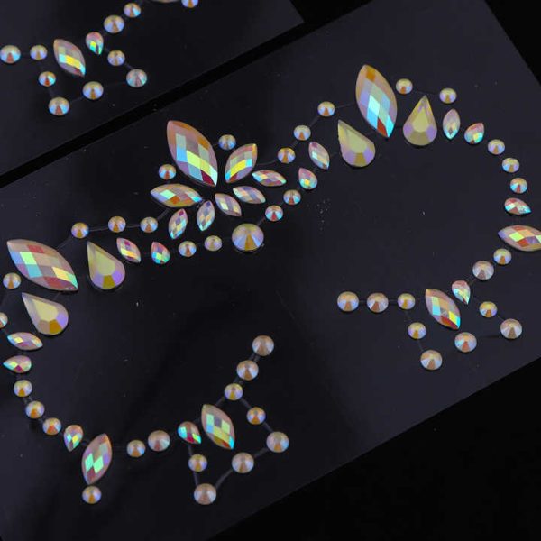 Luxury Happy Face Lifting Stickers Crystal Tattoo Stickers for Party Decoration