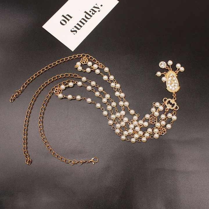 Vintage Gothic Diamond Pearl Acrylic Tassel Hair Chain Forehead Chain Hair Accessories Fashion Jewelry Fine Jewelry