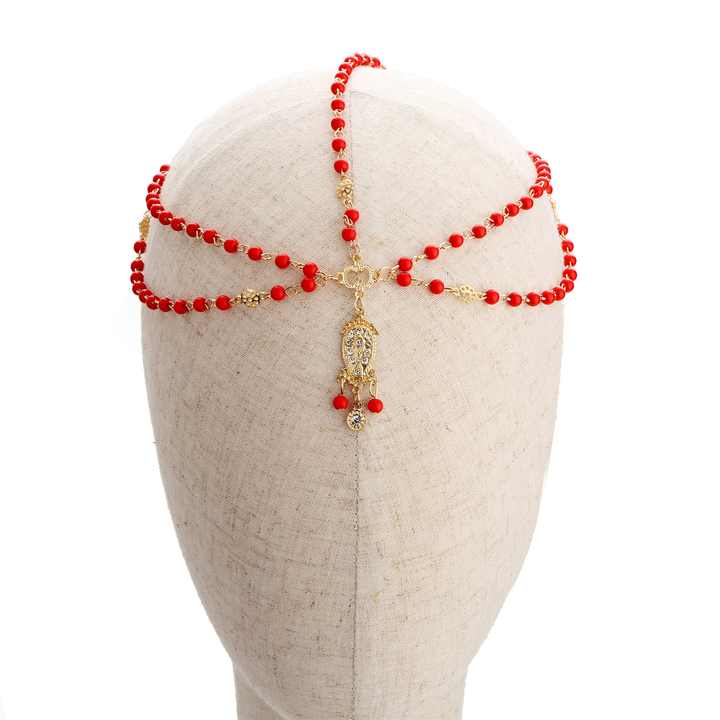 Vintage Gothic Diamond Pearl Acrylic Tassel Hair Chain Forehead Chain Hair Accessories Fashion Jewelry Fine Jewelry