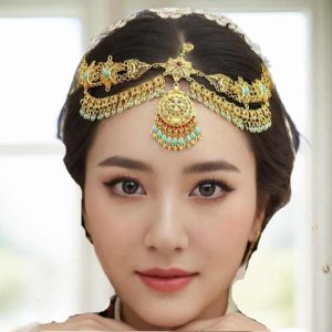 Handmade Bohemian Ethnic Headband with Tassel Coins and Beads | Eco-Friendly Copper Hair Jewelry for Women