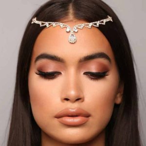 Elegant Rhinestone Alloy Waterdrop Bridal Forehead Chain Hair Jewelry for Women
