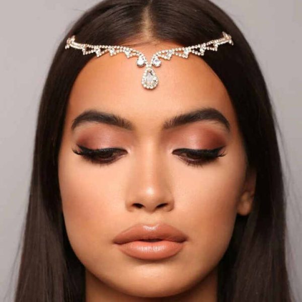 Fashion Elegant Lady Jewelry Gem Waterdrop Bridal Forehead Chain Hair Jewelry