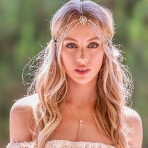 Fancy Day Bohemian Rhinestone Bridal Headband Chain for Women Wedding Crystal Forehead Hair Accessories