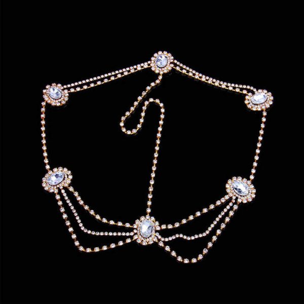 Fancy Day Bohemian Rhinestone Bridal Headband Chain for Women Wedding Crystal Forehead Hair Accessories