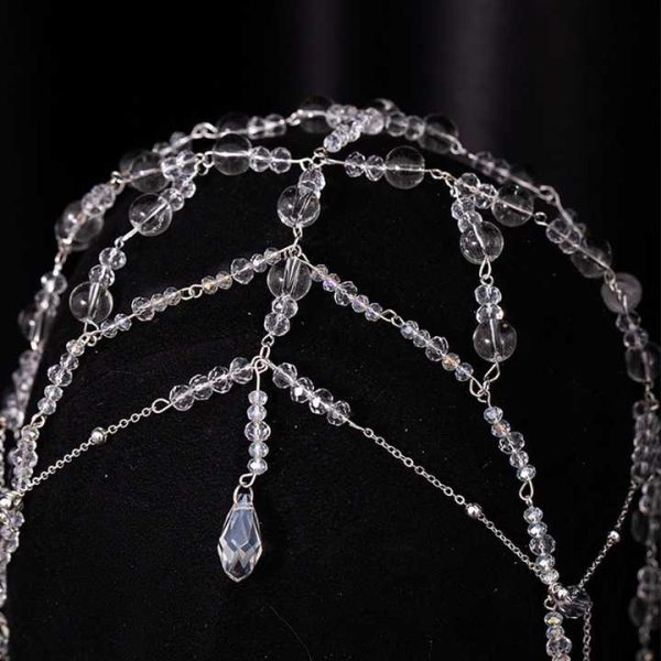 NCA-62 Wholesale Women Long Hair Chain Accessories Rhinestone Crystal Beads Drop Diamond Ethnic Tassel Forehead Jewelry