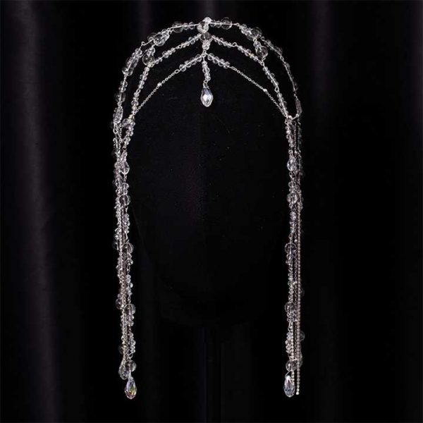 NCA-62 Wholesale Women Long Hair Chain Accessories Rhinestone Crystal Beads Drop Diamond Ethnic Tassel Forehead Jewelry