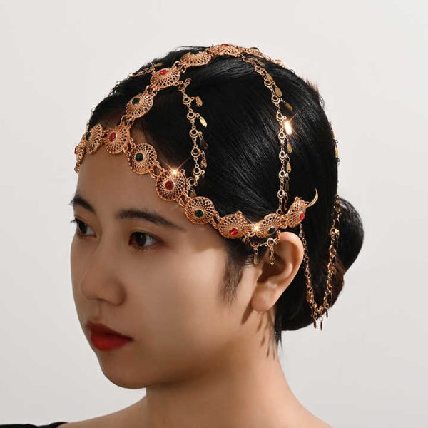Latest Fashionable Arab Dubai Style Round Jewelry Headchain Jewelry for Women's Wedding Bride Head Accessories Hot Sale