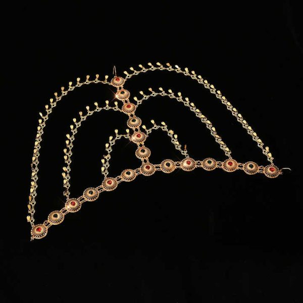 Latest Fashionable Arab Dubai Style Round Jewelry Headchain Jewelry for Women's Wedding Bride Head Accessories Hot Sale