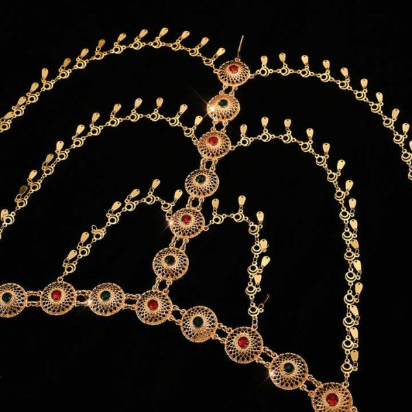 Latest Fashionable Arab Dubai Style Round Jewelry Headchain Jewelry for Women's Wedding Bride Head Accessories Hot Sale