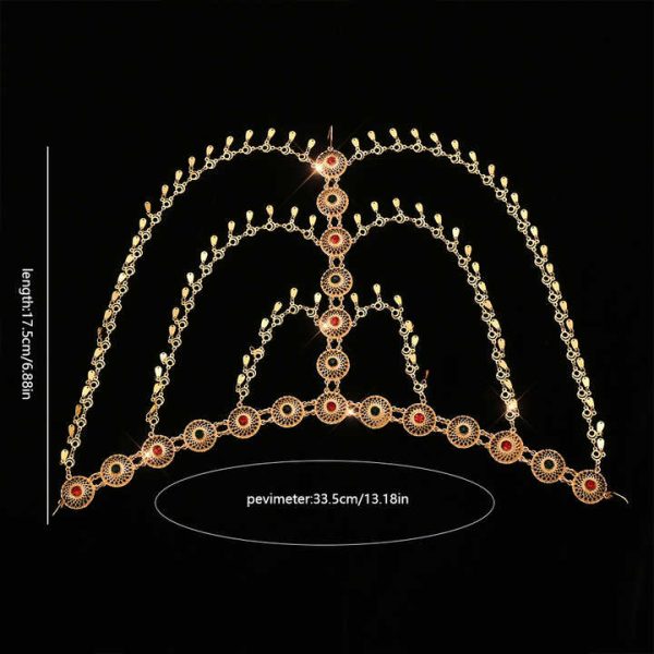 Latest Fashionable Arab Dubai Style Round Jewelry Headchain Jewelry for Women's Wedding Bride Head Accessories Hot Sale