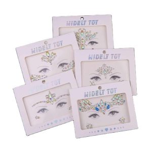 Eco-Friendly Waterproof Rhinestone Face Sticker for Women, Party Wedding Decoration, 17.5x14 cm Acrylic Resin Crystal Stickers