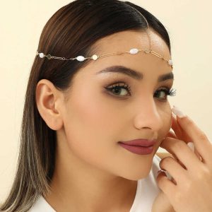 Minimalist Tin Alloy Hair Chain Head Jewelry for Women Wedding Party Gift Accessory
