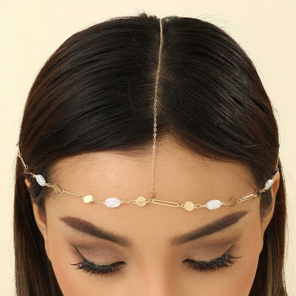Minimalist Metal Transparent Stone Head Chain Hair Chains Forehead Women's Jewelry Birthday Gift