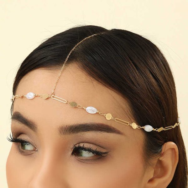 Minimalist Metal Transparent Stone Head Chain Hair Chains Forehead Women's Jewelry Birthday Gift