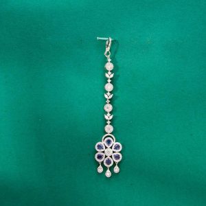 Women's Delicate Maang Tikka Zircon Brass Forehead Jewelry Rhodium Plated for Wedding Engagement Party Gift