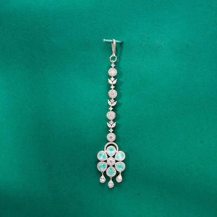 Designer Ladies' Delicate Maang Tikka Cubic Zirconia Forehead Jewelry with Rhodium Plating Fashion Jewelry