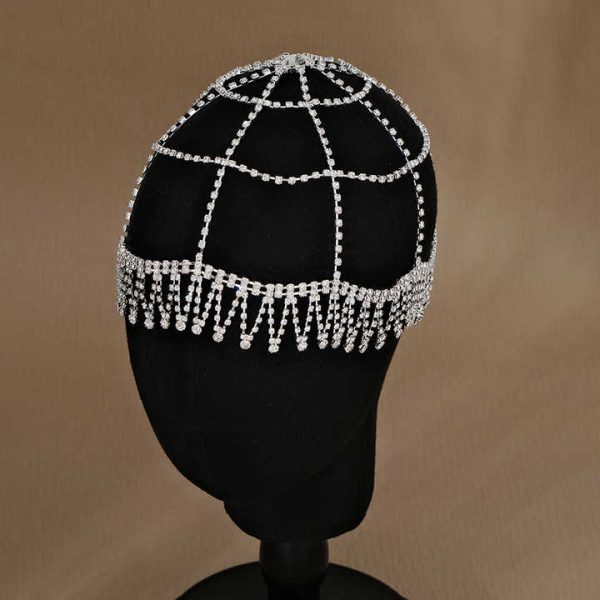 Fashion Multi-layered Rhinestone Forehead Hair Accessories Hair Chains Tassel Hair Cap Head Chain Jewelry Party for Women