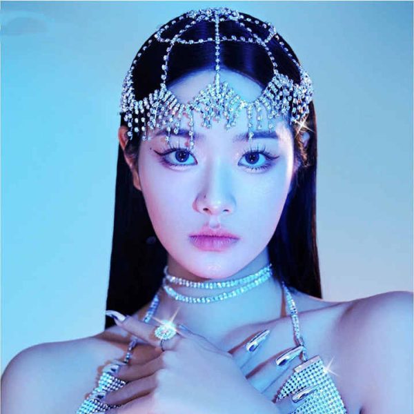 Luxury Rhinestone Forehead Headpiece Tassel Bridal Head Chain for Women Handmade Crystal Hair Pieces Headwear