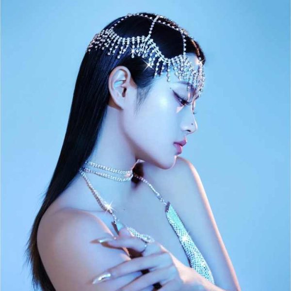 Luxury Rhinestone Forehead Headpiece Tassel Bridal Head Chain for Women Handmade Crystal Hair Pieces Headwear
