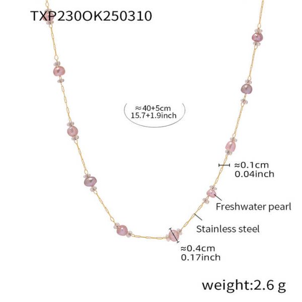 New Fashion Classic Fresh Water Pearl Stainless Steel Necklace Bracelet Set