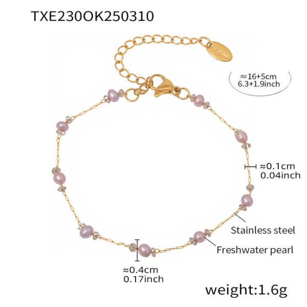 New Fashion Classic Fresh Water Pearl Stainless Steel Necklace Bracelet Set
