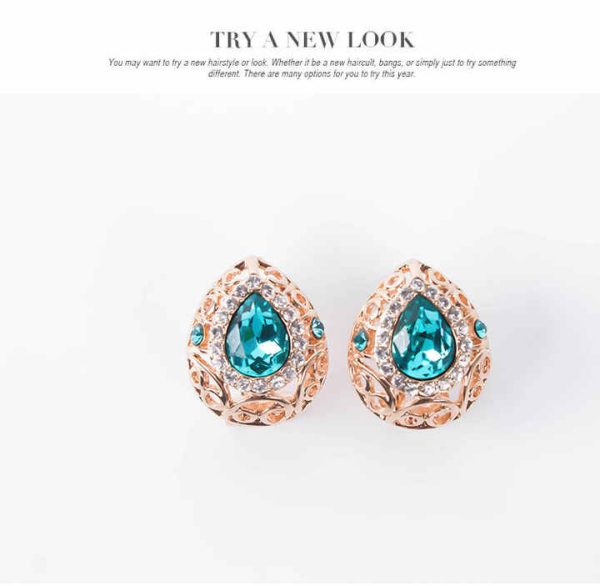 Fashion Blue Crystal Stone Wedding Jewelry Sets for Brides Silver Color Necklace Set for Women Jewelry Sets & More